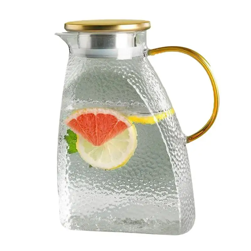 Glass Pitcher with Lid and Handle,50 oz/1500ml Water Jug Refrigerator Carafe  with Bamboo Lid, for Ice Tea, Juice,Hot/Cold Water - AliExpress