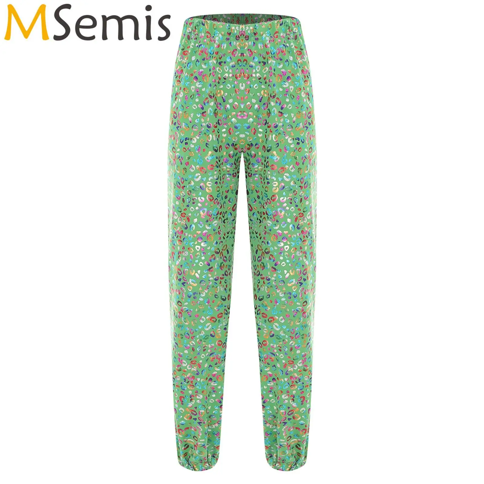 Adult Men And Women Jazz Dance Performance Costume Shiny Leopard Print Pants Fashion Baggy Pants Sport Pants Modern Dance Pants