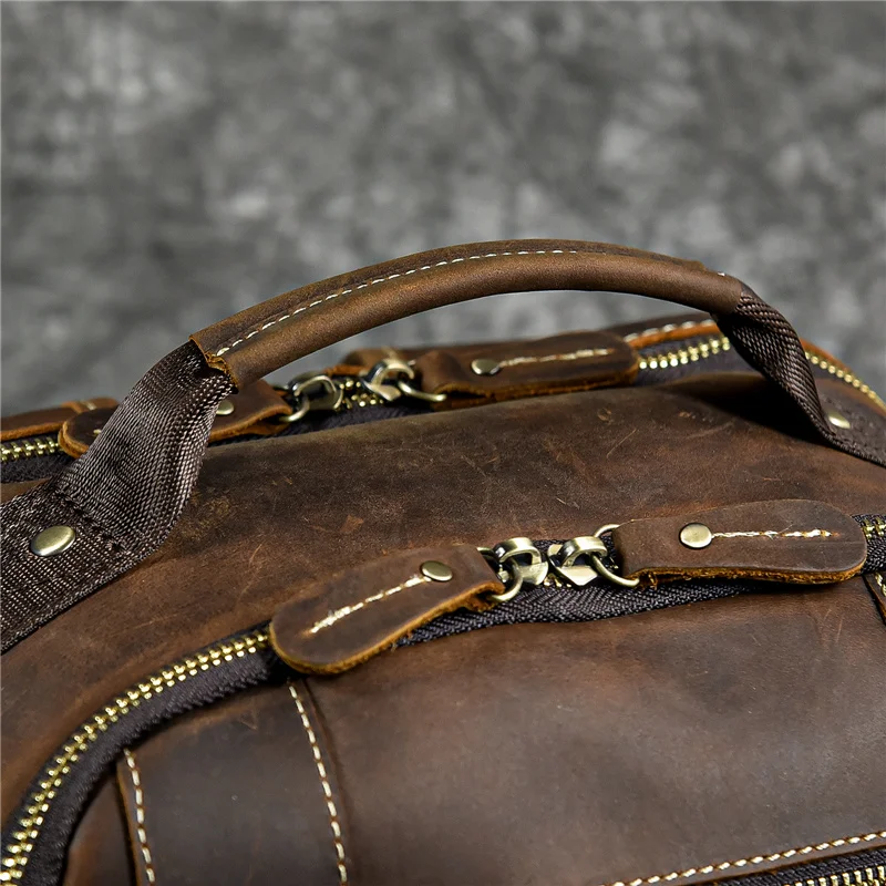 Leather College Backpack For Men