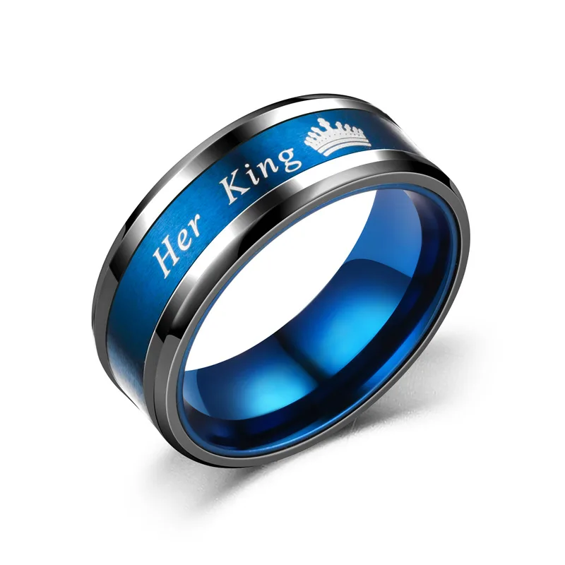 Couple Rings Her King His Queen Stainless Steel for Women Men Crown Romantic Anniversary Wedding Bands Jewelry Gifts