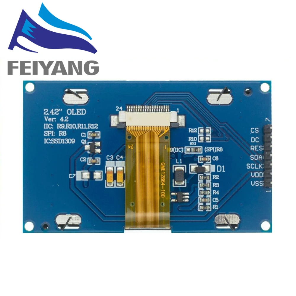 2,4 Zoll 2,42 Zoll 128 x 64 OLED LCD-Anzeigemodul SSD1309 12864 7-polige SPI/IIC I2C serielle Schnittstelle für Arduino UNO R3 C51 – Detail 6