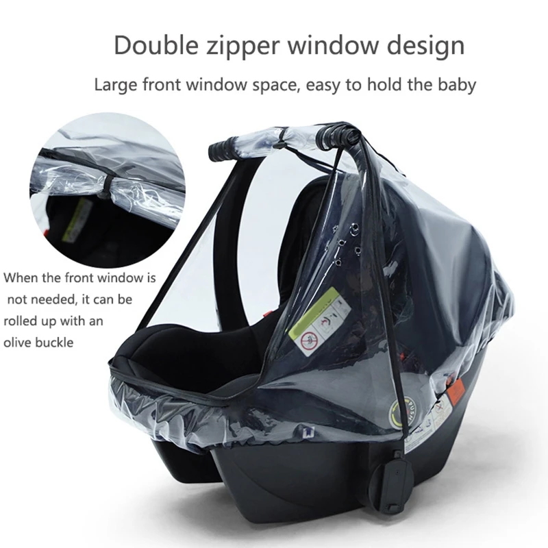 

Baby Car Seat Rain Cover Food Grade EVA Stroller Weather Shield Waterproof Windproof Breathable Clear Raincoat