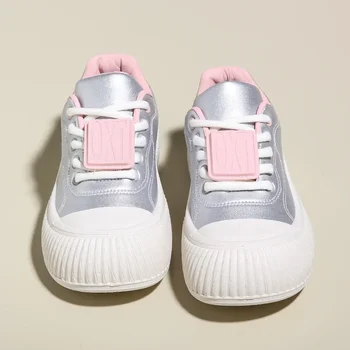 여성용 미드힐 PU 스니커즈, 솔리드 레이스업, 여성용 가황 신발, 용수철/가을, 2023