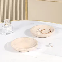 D15x2.5cm Natural Travertine Ring Dish Jewelry Tray Marble Trinket Dish Small Bowl Vintage 2
