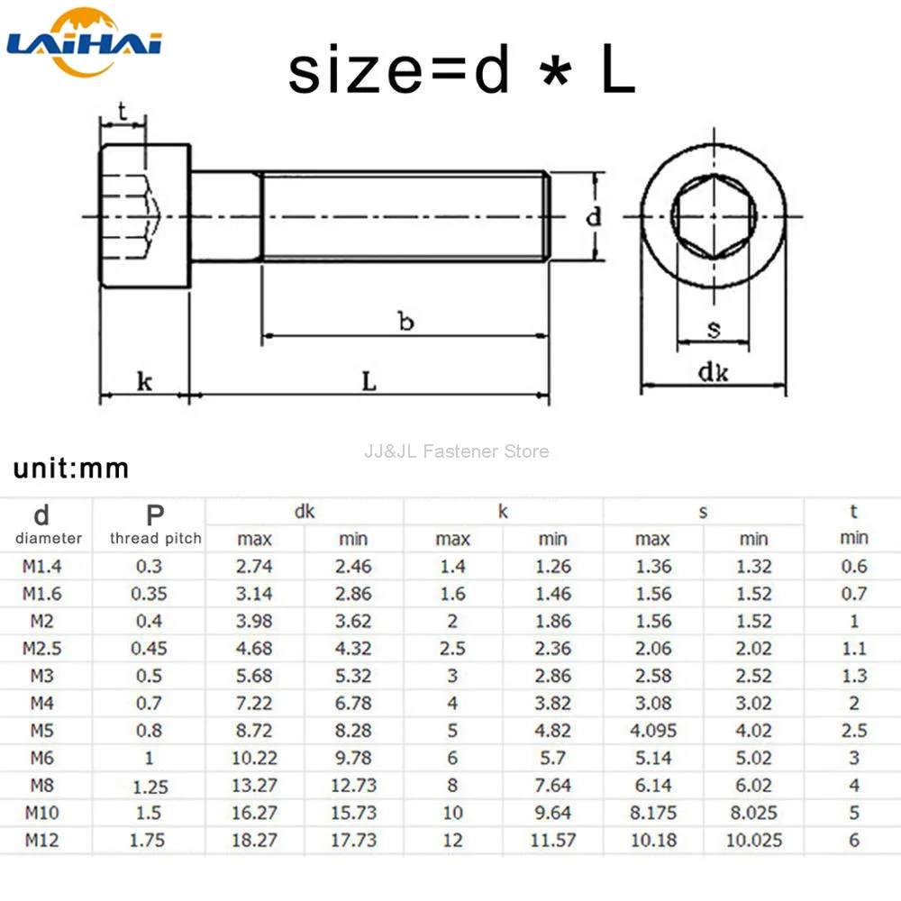 10pcs M3 M4 M5 M6 M8 304 A2 Stainless Steel Hexagon Socket Head Bolt L=4-120mm