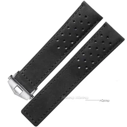 Elegant Frosted Cowhide Leather Wristband - Universal 20/22mm Watch Strap Accessory - 22mm (Black - steel buckle)