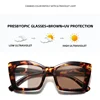 Luxury Ladies Oversized Photochromic Reading Glasses Fashion Trend Anti Blue Light Far Sight Finished Color Changing Sunglasses 3