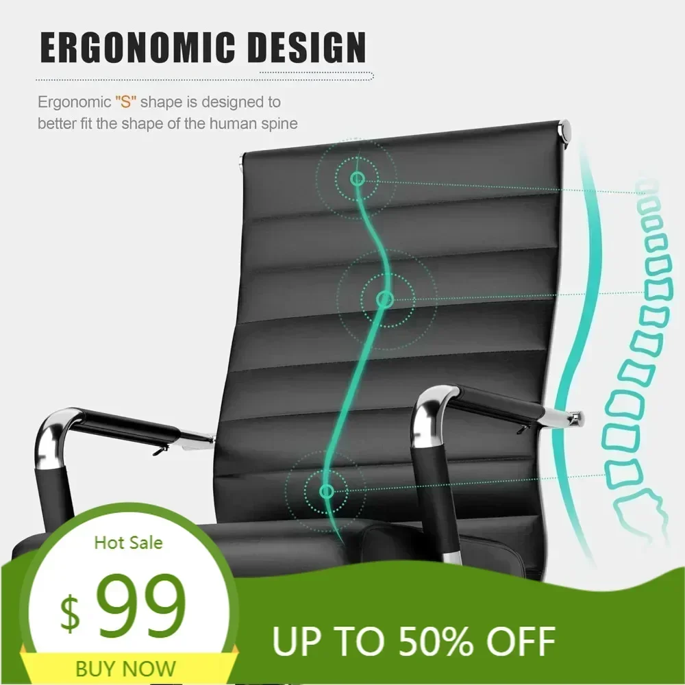 ergonomic ribbed swivel chair: modern leather office desk chair for executive conference rooms