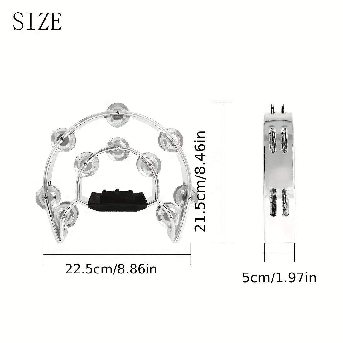 10-inch ABS Tambourine Hand Held Drum Metal Bells For Party Performance Concert Rhythm Instrument For Adults