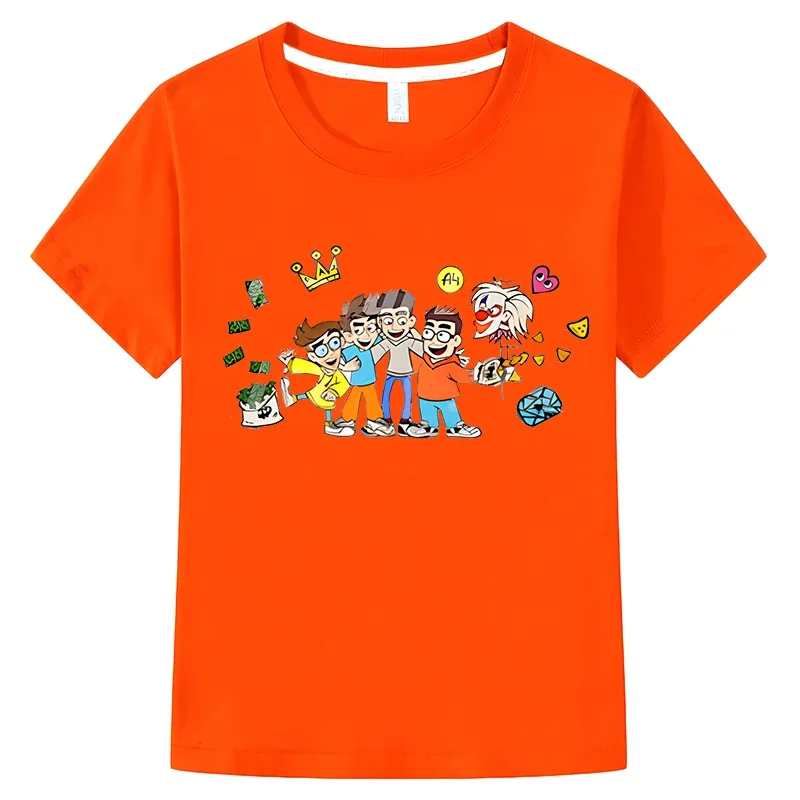 Merch A4 Children T-shirts Cotton Short sleeve Tops boys girls clothes y2k one piece Summer Anime Влад Бумага А4 T-shirt kids