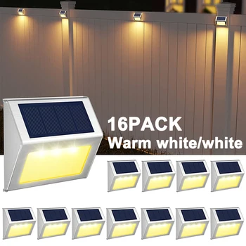 태양광 발전 야외 LED 조명, 3LED 방수 정원 벽 램프, 울타리 데크 계단 조명 장식