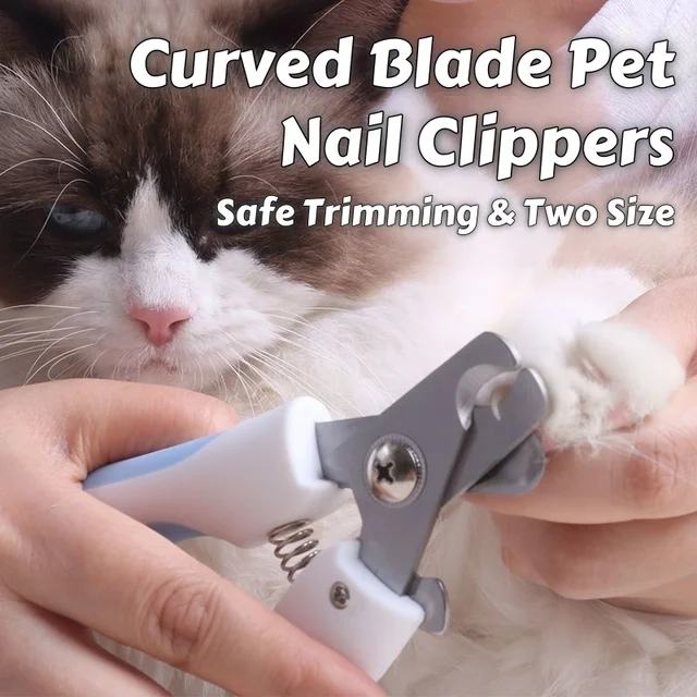 Curved Blade Pet Nail Clippers – Large & Small Sizes with Comfort-Grip Handle, Safe Trimming Tool for Big Dogs and Cats Grooming