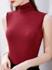 مثير سليم المرأة تانك القمم 2025 صيف جديد الياقة المدورة أكمام محبوك مطاطا قاع قميص الإناث قمة صلب
