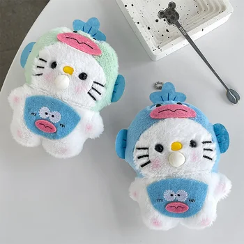 헬로키티 버블 피쉬 헤드 봉제 펜던트, 산리오 봉제 열쇠 고리, 부드러운 봉제 장난감 장식품, 카와이 만화 인형, 친구 선물