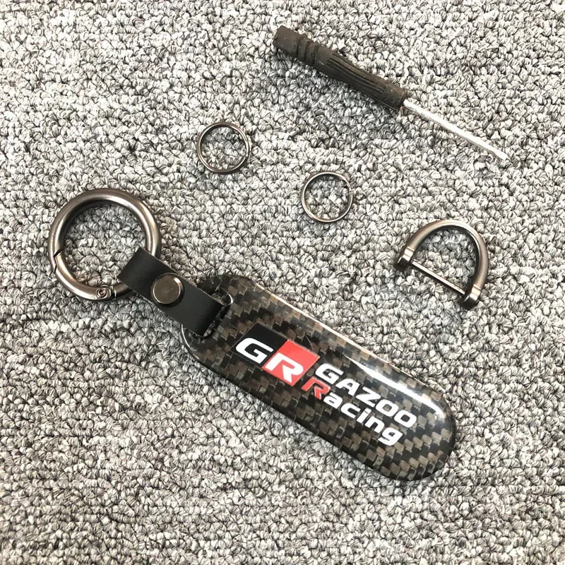 CarKeyChainKeyRingCarbonFiberKeychainforToyotaGRGazooRacing