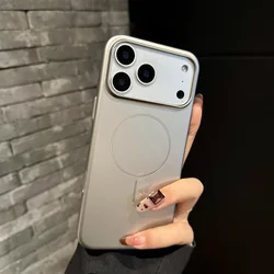 Official Orange Magnetic Frosted Hard Phone Case with Magsafe Wireless Charging Compatibility - iPhone 15 Plus (Titanium Gray)