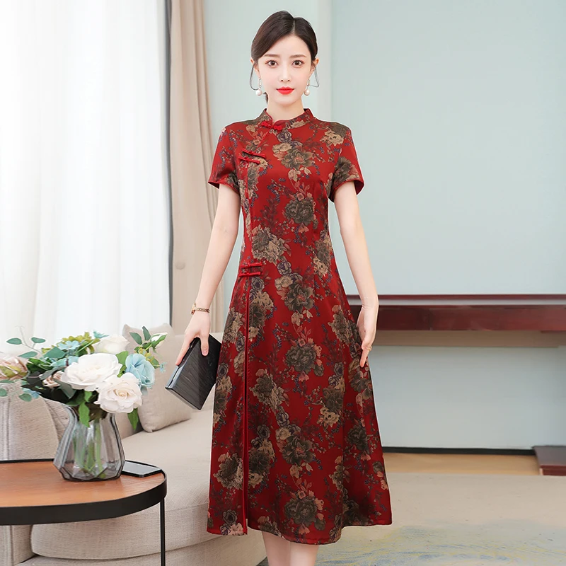 

Dress 2023 new spring and summer improved version of cheongsam dress feminine fashion slim-fit dress