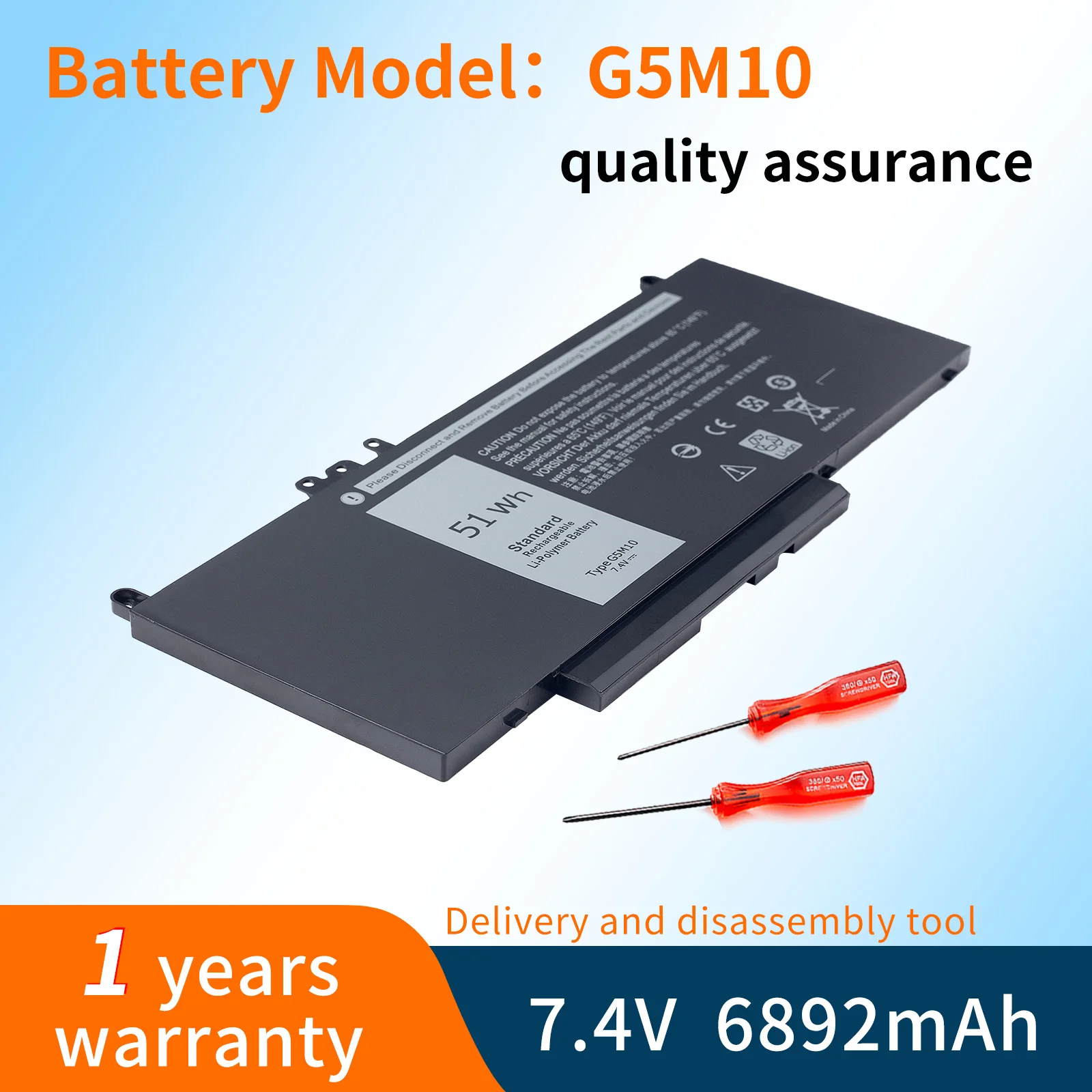 BVBH Laptop Battery G5M10 7.4V 51WH For E5450 E5550 Notebook 15.6 8V5GX R9XM9 WYJC2 G5M10
