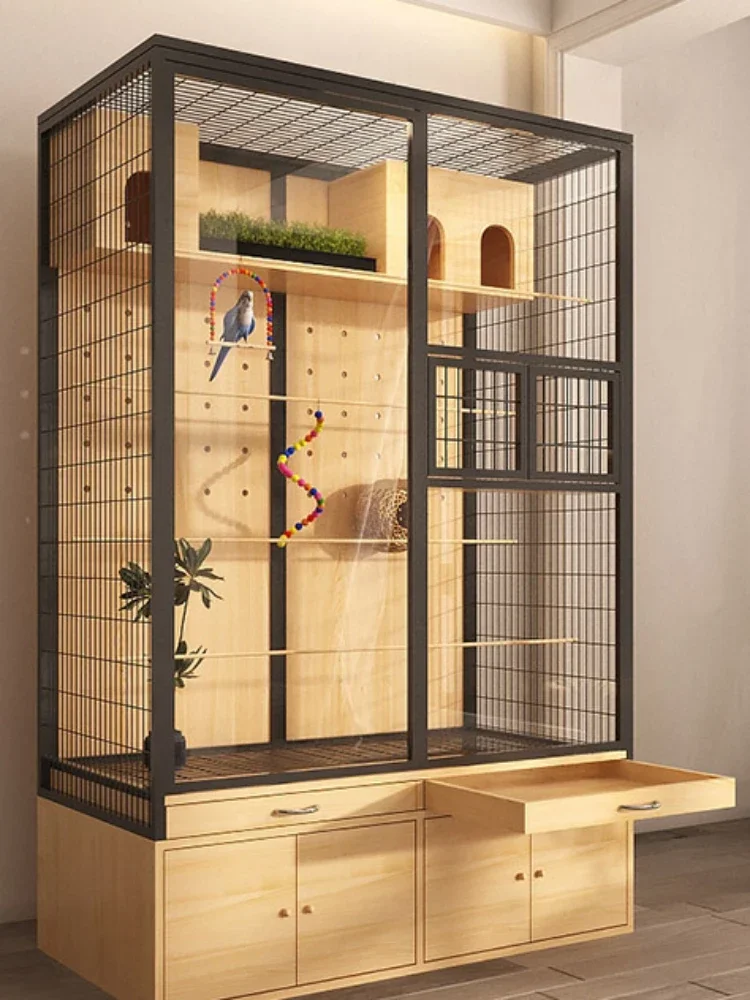 Bird Cage Parrot Cage Extra Large Xuanfeng Special Pet Cage Wooden Luxury Villa