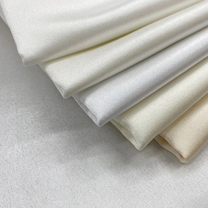 New Thick Satin Clothing Dress Wedding Fabric Designer Fabric By The Meter White Beige Champagne