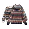 OKONKWO British retro round neck pullover sweater Fair Isle pattern sweater wool blend sweater 1