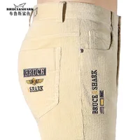 New Winter Men's Corduroy Casual Full Pants Bruce&Shark Fashion Stretch Men's Trousers Loose Mid Waist Thick Cotton Size 28 - 40 1