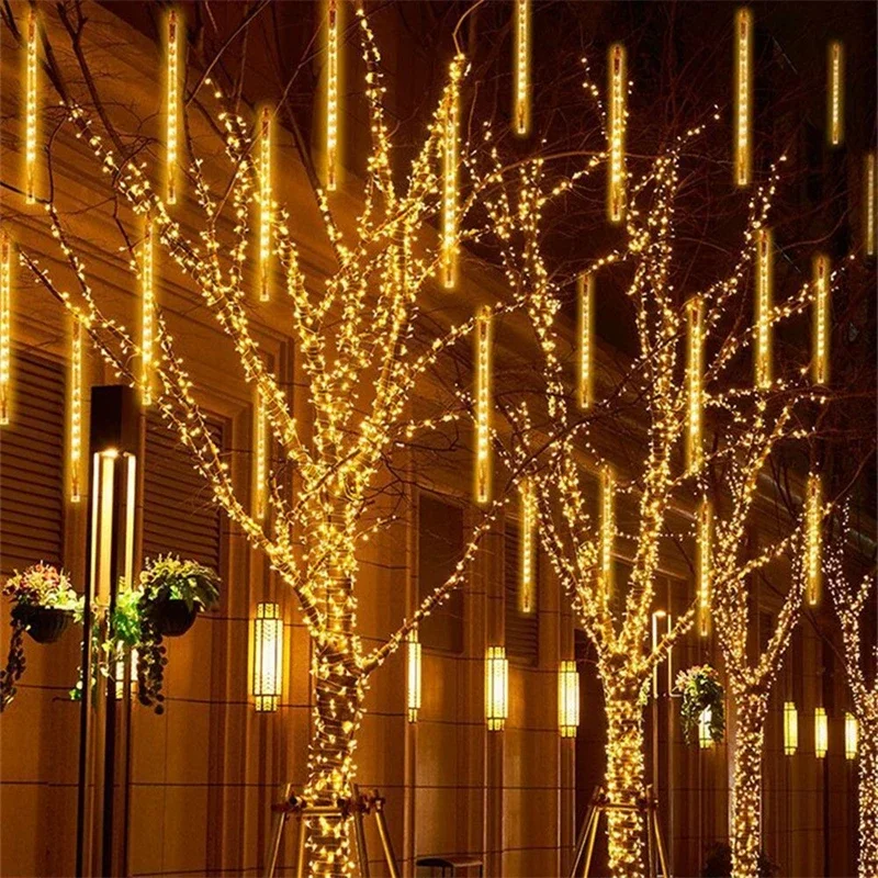 32/24/16/8 Tubes Meteor Shower Rain LED String Lights for Holiday Xmas Fairy Light Christmas Decoration Wedding Outdoor Navidad
