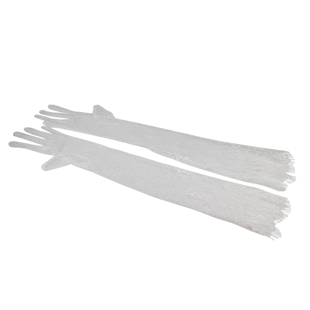 Lace Gloves Wedding Bridal Long Eyelash Edge Lace Appliqed Finger Bride Women Prom Opera Gloves