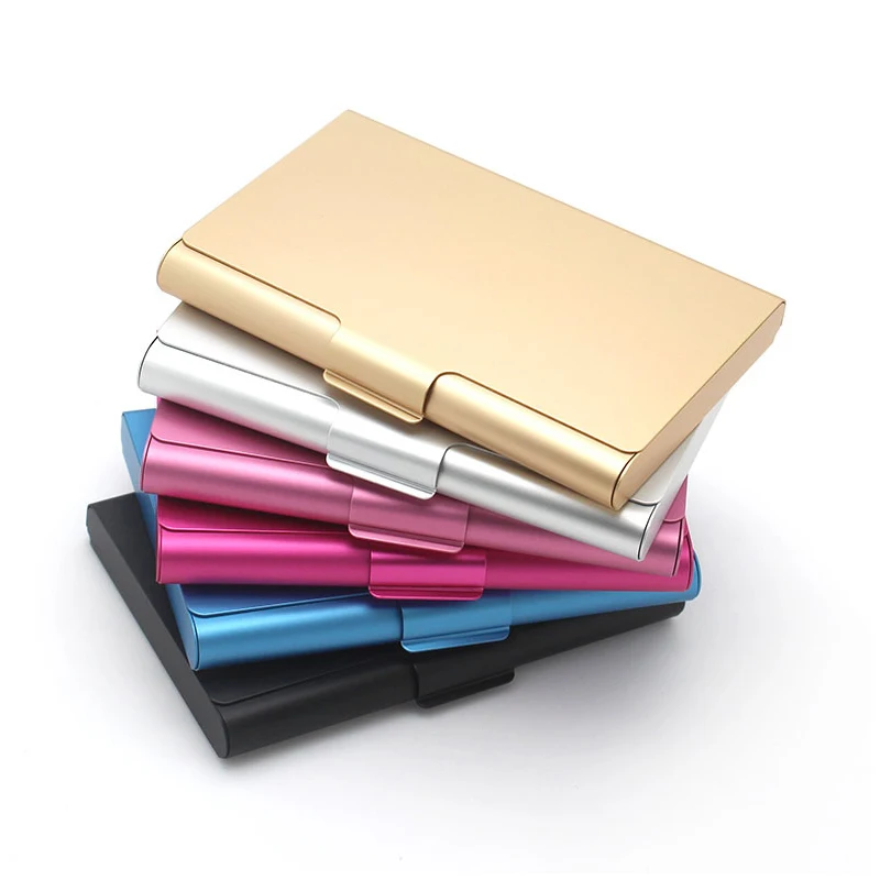 1Pc Men Business Card Case Stainless Steel Aluminum Holder Metal Box Cover Women Credit Business Card Holder Case 1pcs aluminum card holder men metal business id credit card case mini suitcase bank card box women fashion jewelry organizer