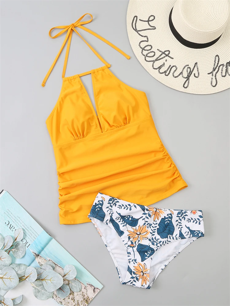 Bikini Swimsuit Women Swimwear Tankini V Neck Halter Bikinis Set Bathing Suit Female Brazilian Beach Wear Two Pieces XL women bikini sets