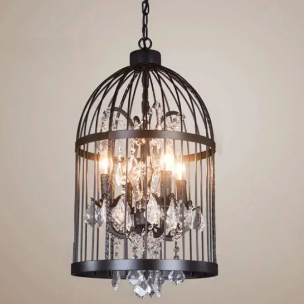 

American Birdcage Chandelier Crystal Light Loft Metal Vintage Chandelier Lamp 110V-220V Free Shipping