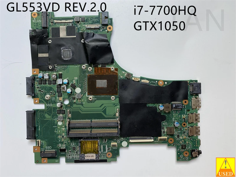 

USED Notebook Motherboard For ASUS GL553VD REV.2.0 with i7-7700HQ CPU GTX1050 GPU DDR4 Fully Tested and Works Perfectly