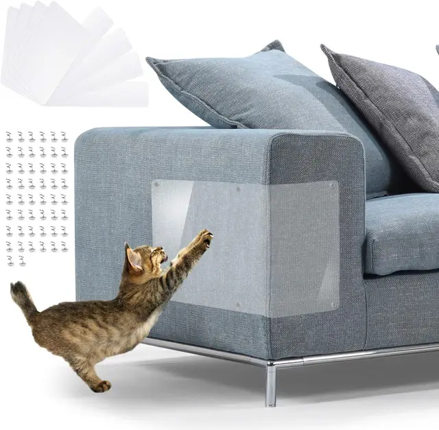 Furniture Scratch Guard,Premium Flexible PVC Protector with Pins for Dog Cat Claws, Stops Scratching Pet Furniture Protector