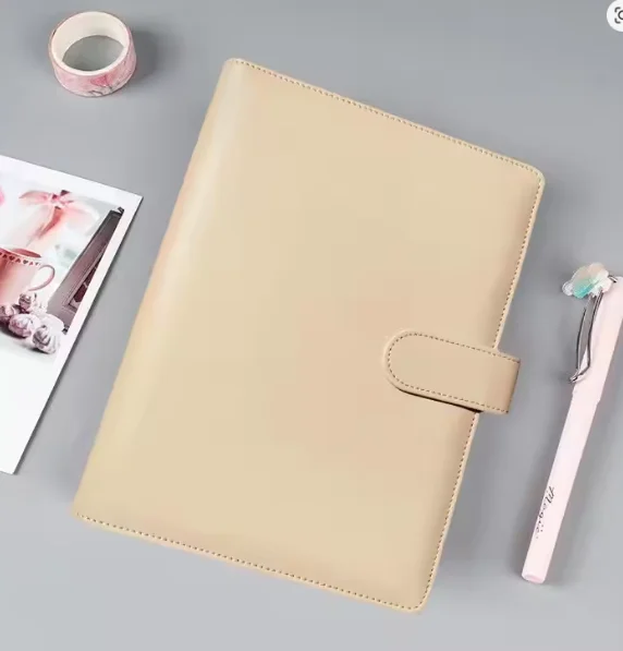 Vibrant Macaron Color Leather 6-Ring Binder Notebook Cover