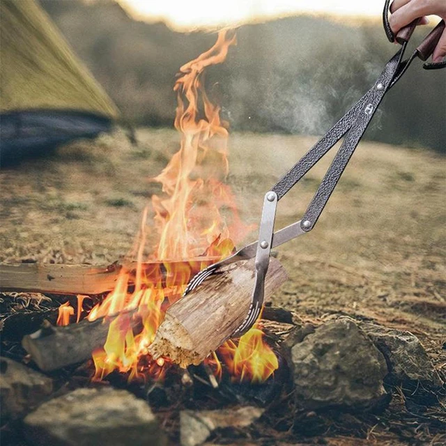 Acheter Pince à charbon de fer en plein air Camping feu de joie barbecue  bois de chauffage pince outil poêle feu charbon de bois pinces bois