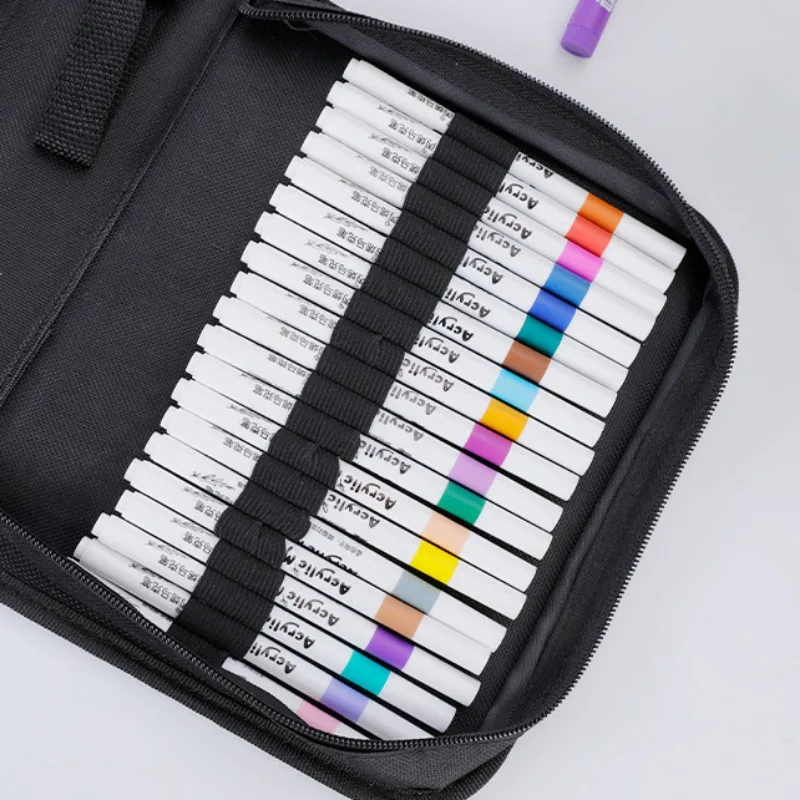 Black Canvas Bag Marker Pens Special Pencil Bag Large Capacity Storage Bag Stationery Pencil Bag 5