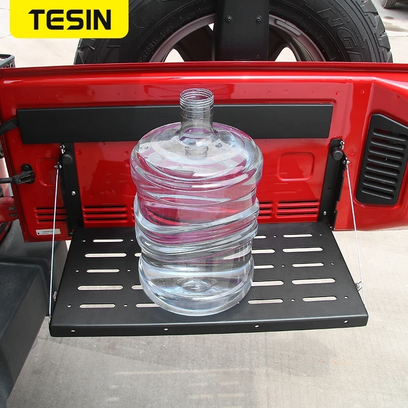 TESIN 자동차 뒷문 테이블 접이식 뒷문 보관함 지프 랭글러 JK 2007 2008 2009 2010-2017 용 수하물 선반 브래킷