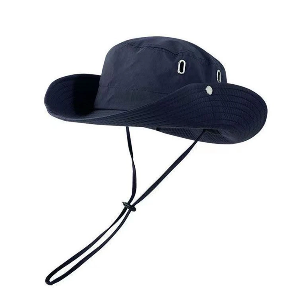 Sun Hats Summer Outdoor Fishing Hat For Men Big Brimmed Drawstring Fisherman Hat Camping Mountaineering Sun Protection