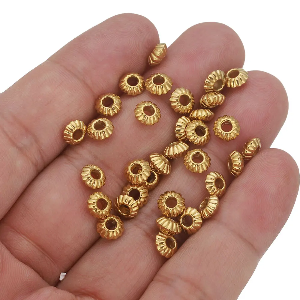 20 Stück 4/5/6 mm Edelstahl Gänseblümchen Blumen Spacer Perlen vergoldet lose Perlenkappe für DIY Handarbeiten Schmuckherstellung Armband – Detail 6