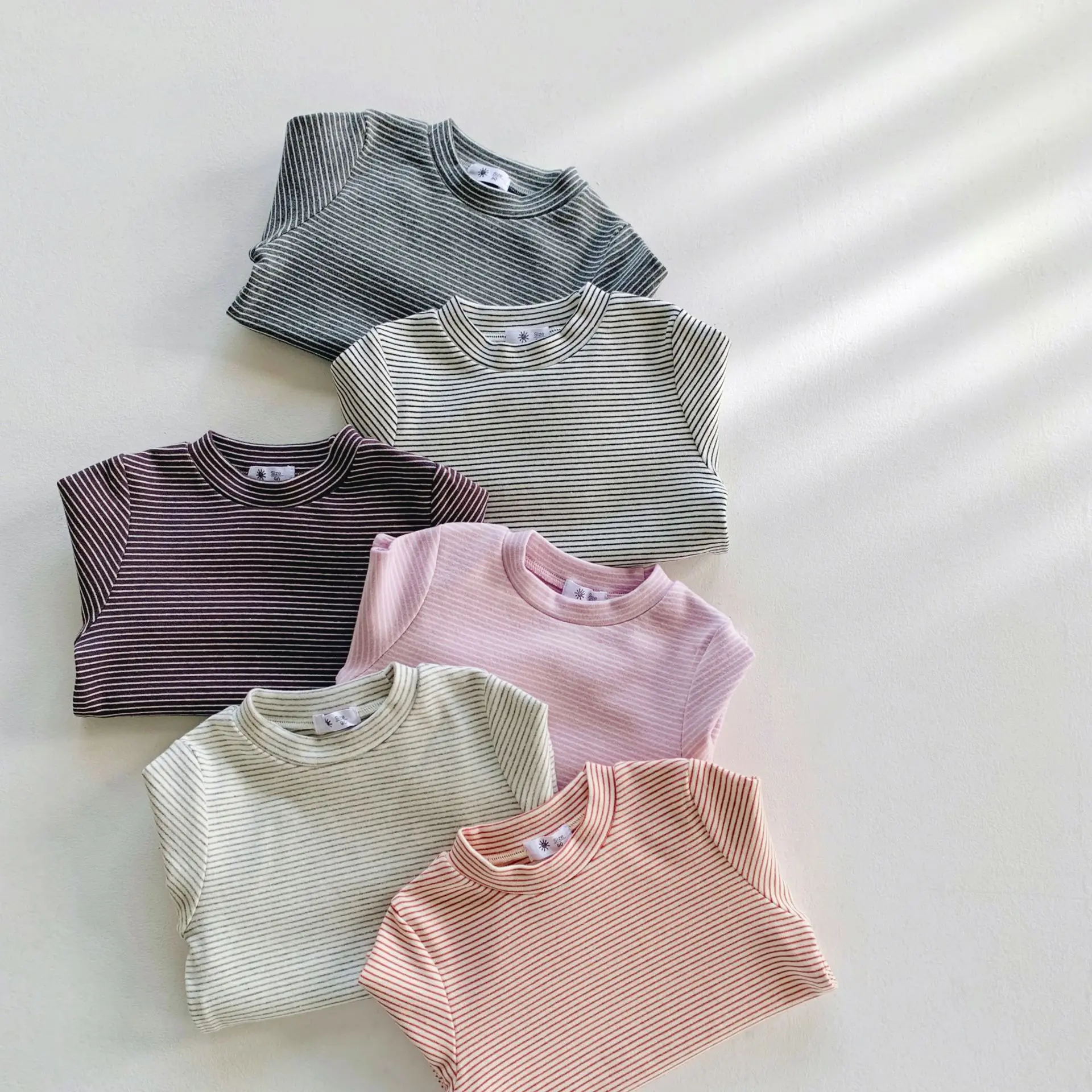 

Children's Korean-style Striped T-shirt 2023 New Spring and Autumn Long Sleeve Base Shirt for Girls Baby's Top All-match