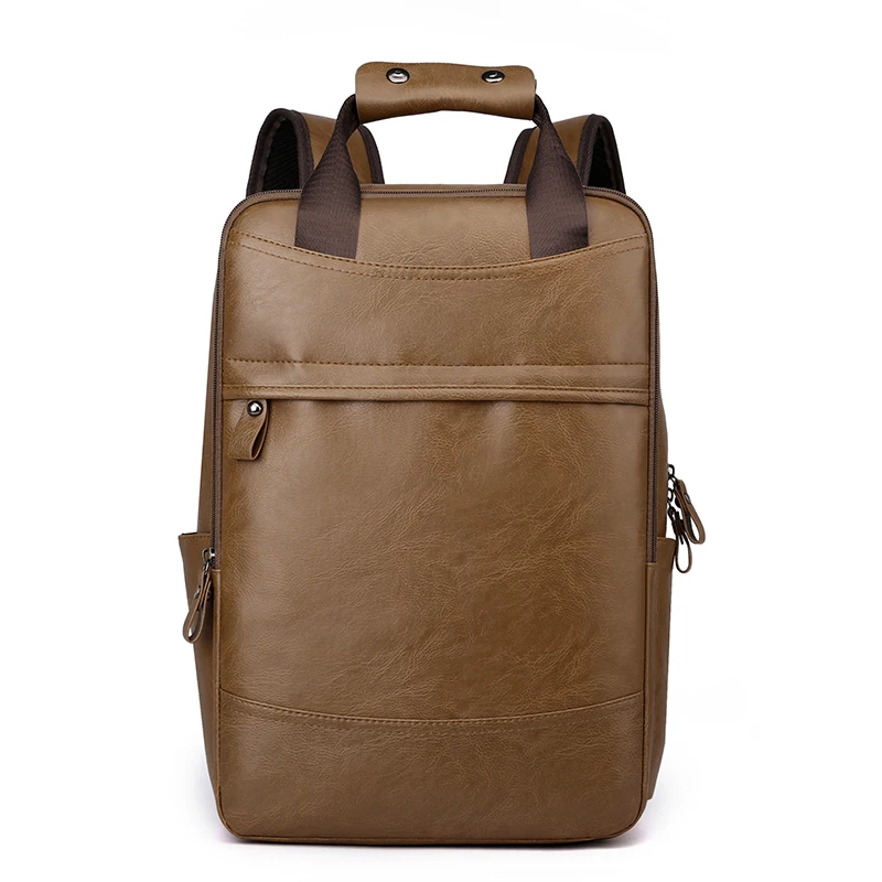 Laptop Backpack High Quality Durable Pu Leather Backpacks Waterproof Men's Smart Pu Leather Business Backpack Men