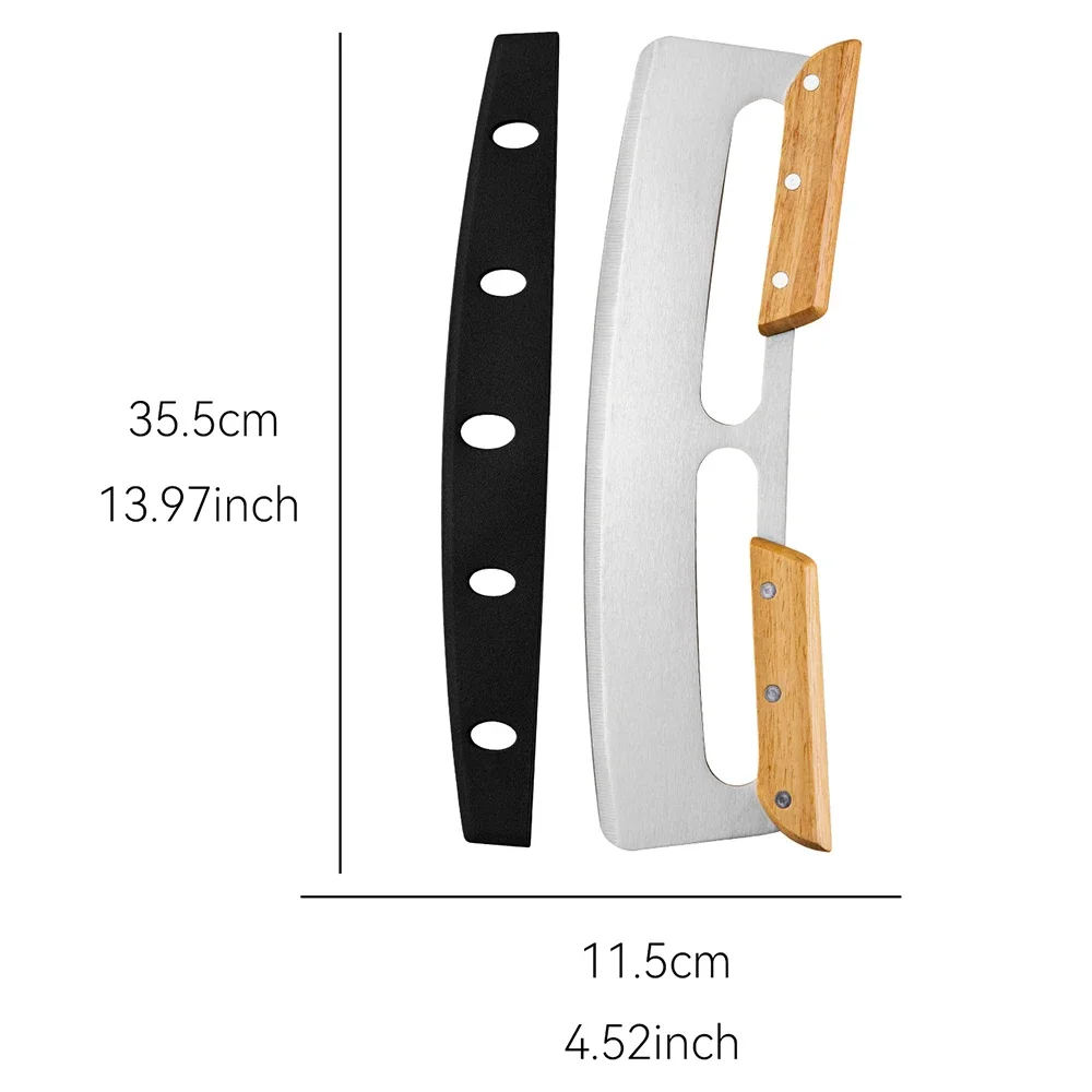 Wooden Handle 14 Inch Large Pizza Cutter Curved Blade Stainless Steel Cutter Semi Circular Shaver Baking Tool Pizza pizza cutter