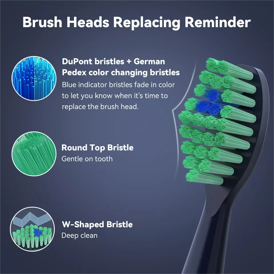 SEJOY Sonic Electric Toothbrush Teeth Whitening Vibration 5 Modes 8 Replacement Brush Heads USB Rechargeable 3