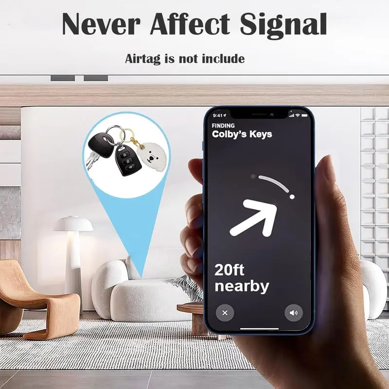 가죽 키체인 케이스 홀더 에어태그용, 보호용 에어태그 커버 키체인 링 포함, 키용 긁힘 방지 에어태그 케이스