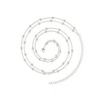 Fashion Double Layer Beaded Waist Chain for Women Simple Gold Color Metal Cross Round Bead Body Chain Bikini Jewelry Acessories 6