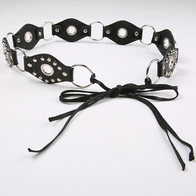

Punk Black Waist Chain Grommets Cowgirl Belt for Prom Banquet Club Party