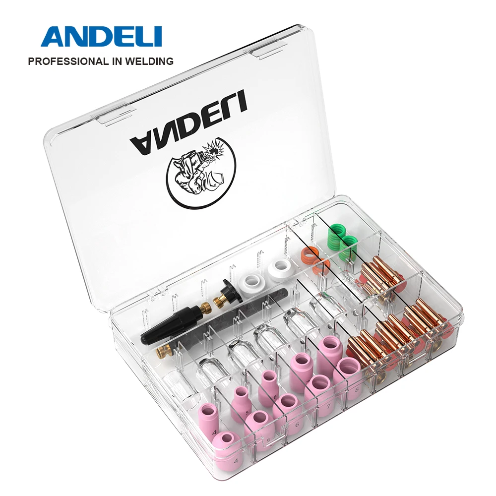 Andeli 68Pcs Accessori Per Saldatura Lente A Gas Tozza Per Torcia Per Saldatura Tig Wp-17/18/26 Kit Tazza In Vetro Pyrex