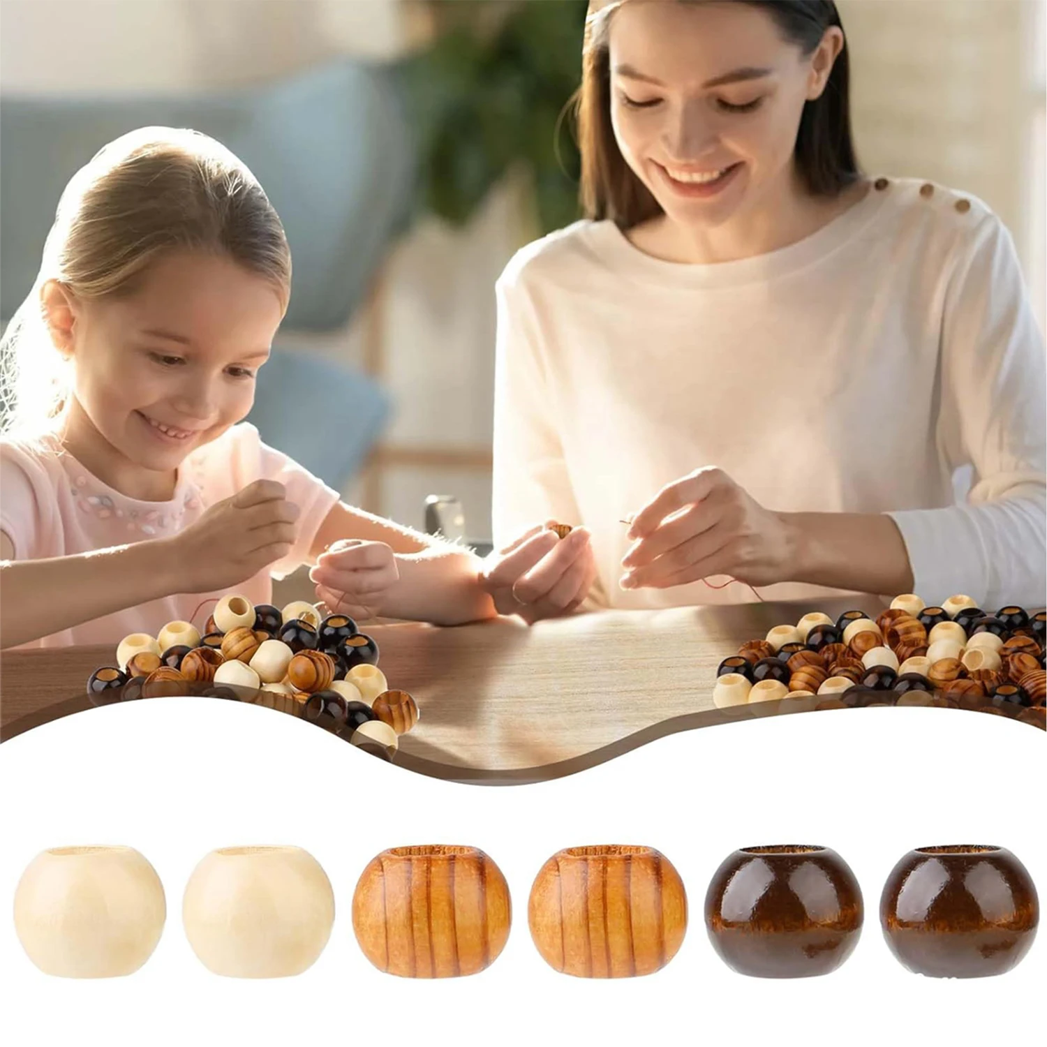 Natural Wooden Macrame Spacer Beads 6