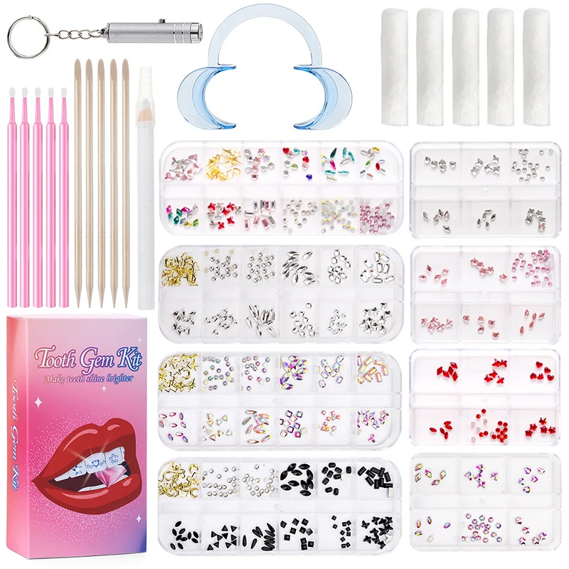 새로운 전문가용 치아 보석 키트 DIY 러브 호스 아이 크리스탈 쥬얼리 키트 ..
