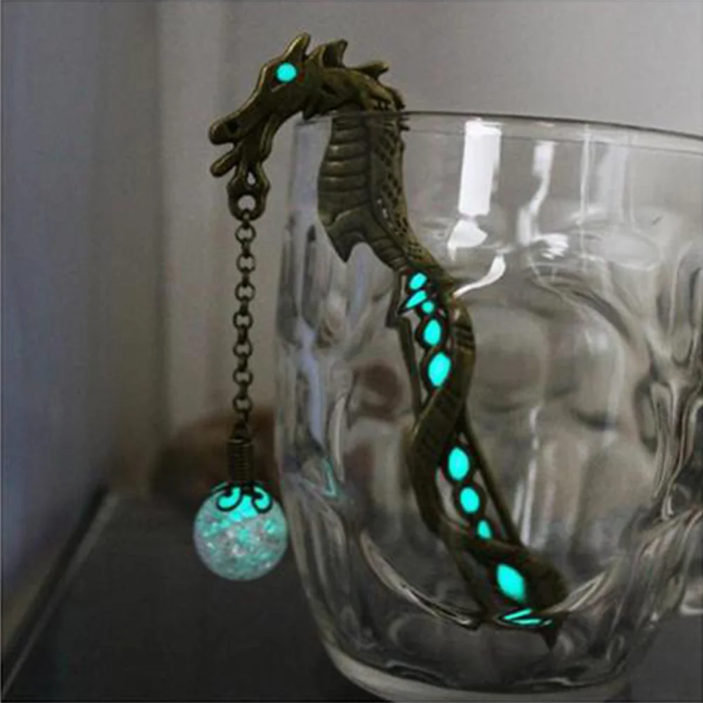 

Bookmark Dragon Shape Hairpin Barrettes Luminous Beads Glowing Student Bookmarks